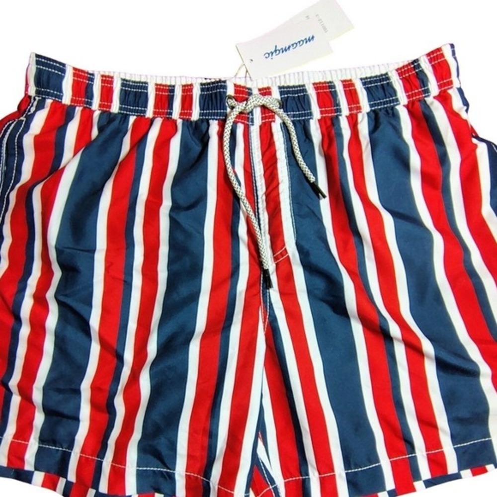 Maamgic‎ Swim Trunks Shorts Striped Elastic Waist Size Lg pool beach Americana